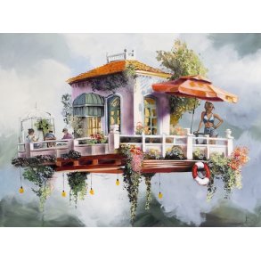 Selskab uden n�rv�r, 90x120cm maleri af Naja Duarte