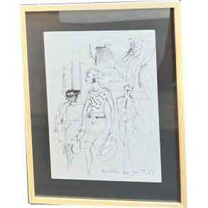 Kurt Westergaard - New York 1982, unika tegning 30x40cm