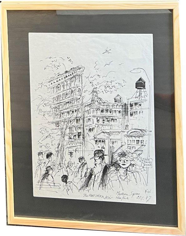 Kurt Westergaard - New York 1982, unika tegning 30x40cm