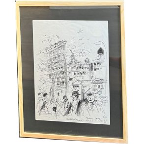 Kurt Westergaard - New York 1982, unika tegning 30x40cm