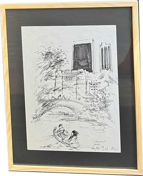 Kurt Westergaard - New York 1982, unika tegning 30x40cm