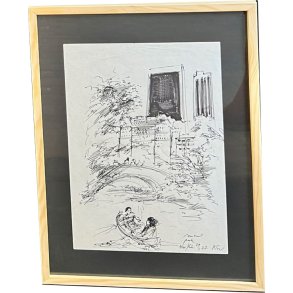 Kurt Westergaard - New York 1982, unika tegning 30x40cm