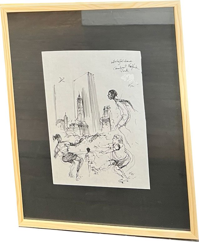 Kurt Westergaard - New York 1982, unika tegning 30x40cm