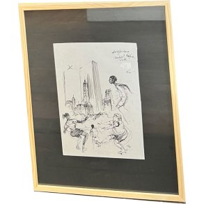 Kurt Westergaard - New York 1982, unika tegning 30x40cm