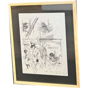 Kurt Westergaard - New York 1982, unika tegning 30x40cm