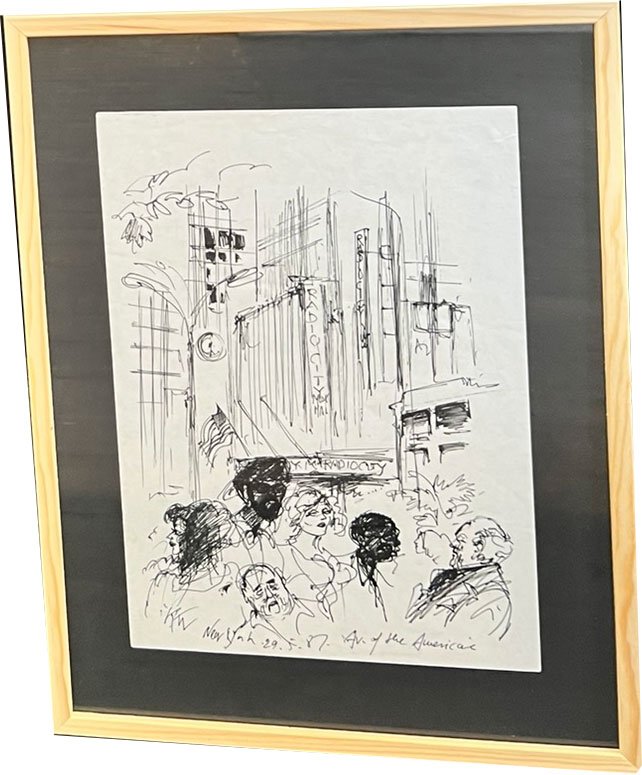 Kurt Westergaard - New York 1982, unika tegning 30x40cm