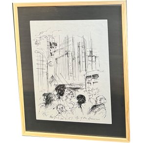 Kurt Westergaard - New York 1982, unika tegning 30x40cm