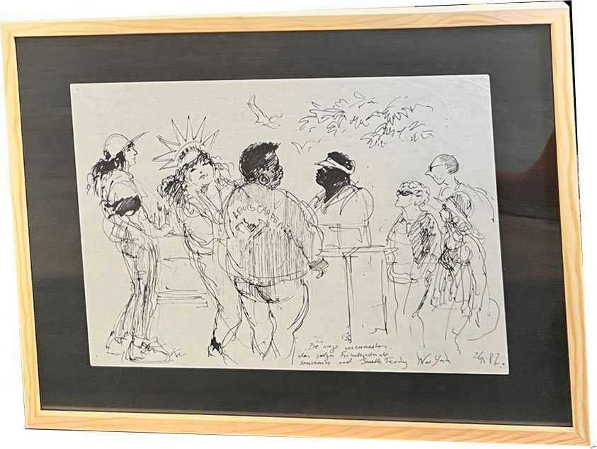 Kurt Westergaard - New York 1982, unika tegning 30x40cm