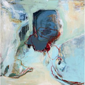 Abstrakt maleri af Rie Br�dsgaard 80x80cm