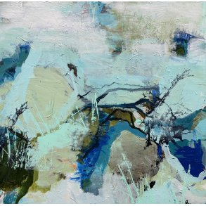 Abstrakt maleri af Rie Br�dsgaard 80x80cm