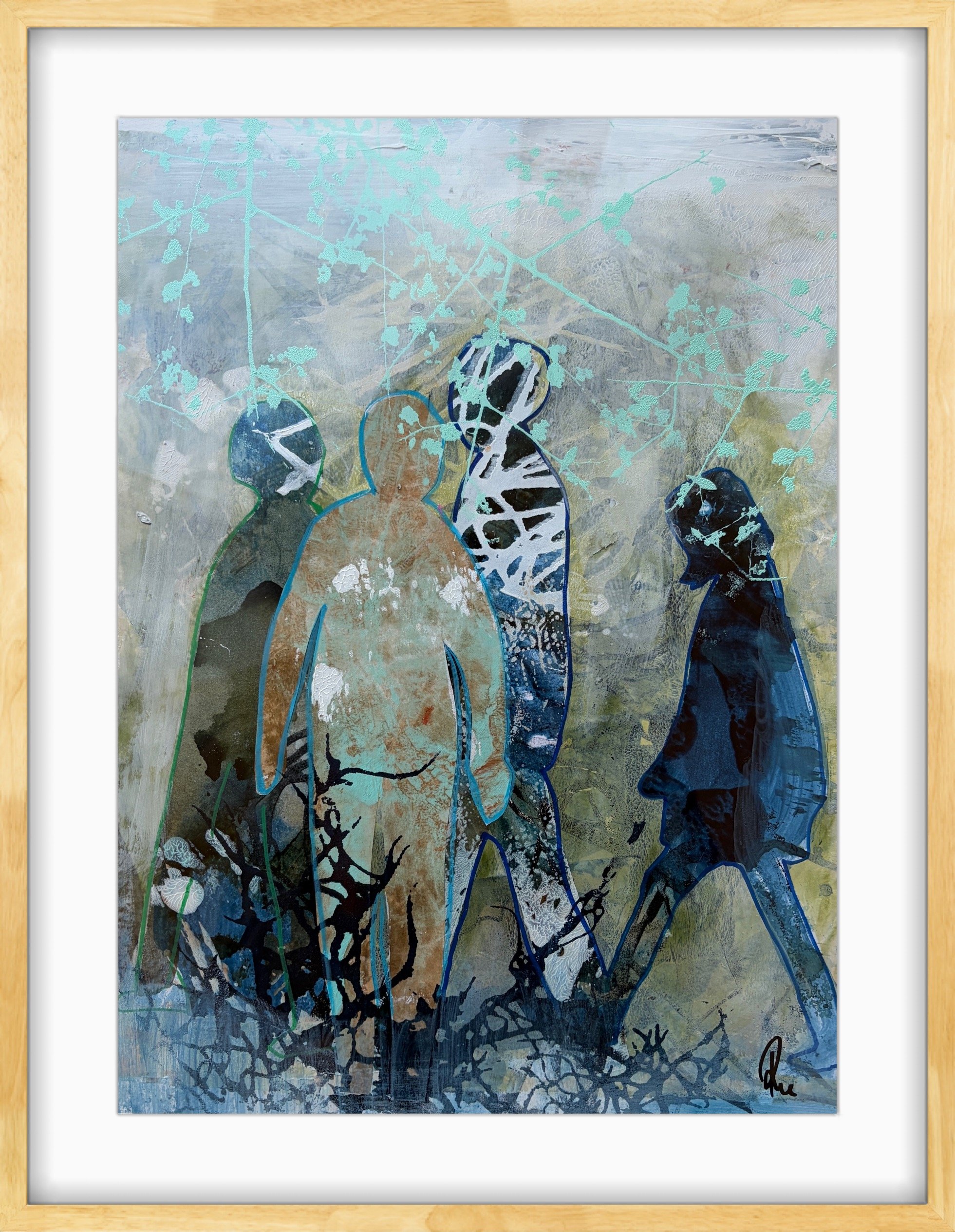 Abstrakt Collage af Rie Br�dsgaard, maleri 40x50cm