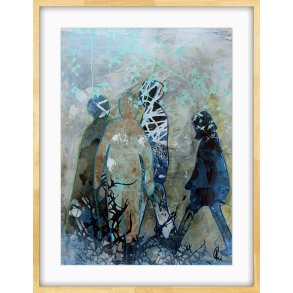 Abstrakt Collage af Rie Br�dsgaard, maleri 40x50cm