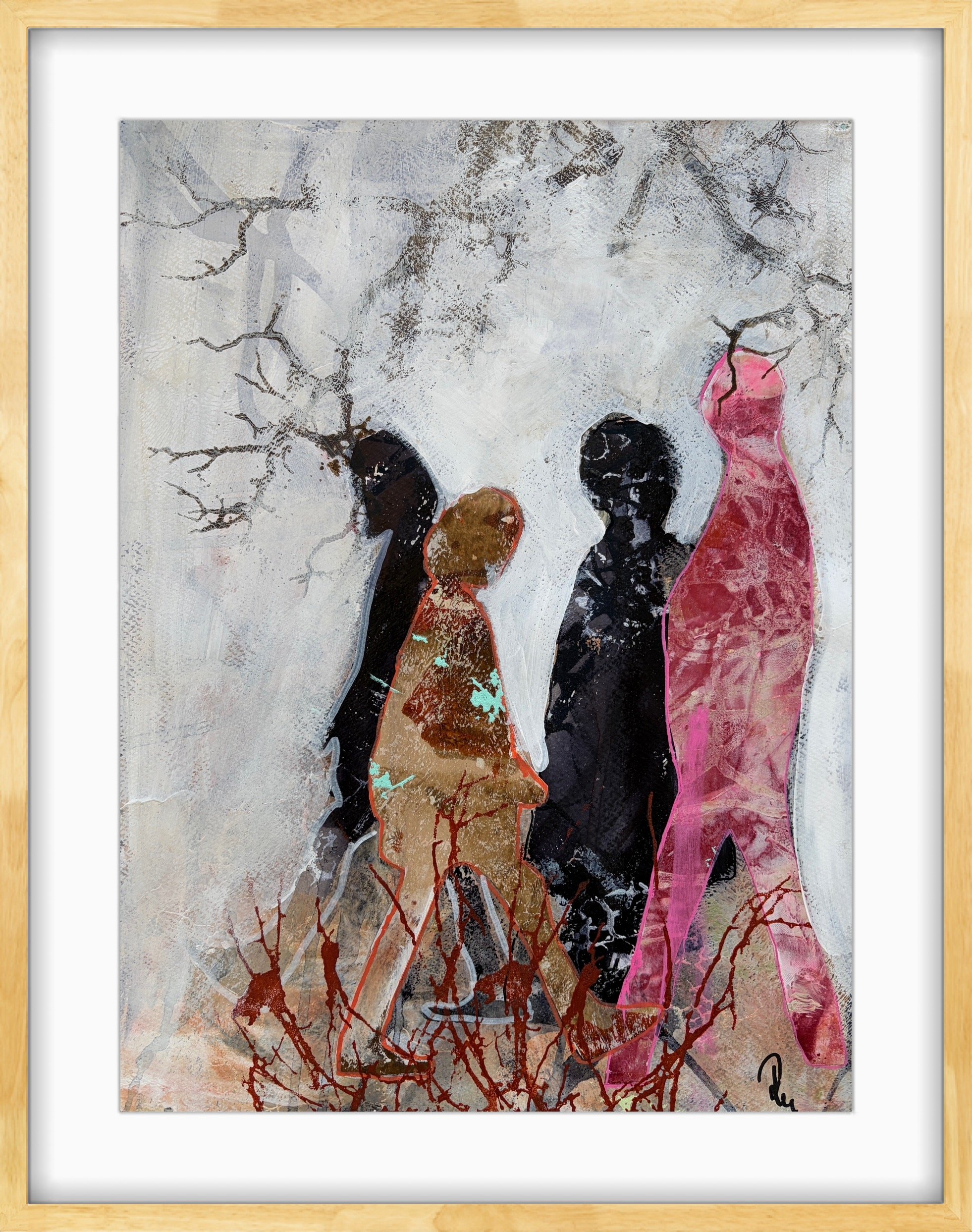 Abstrakt Collage af Rie Br�dsgaard, maleri 40x50cm