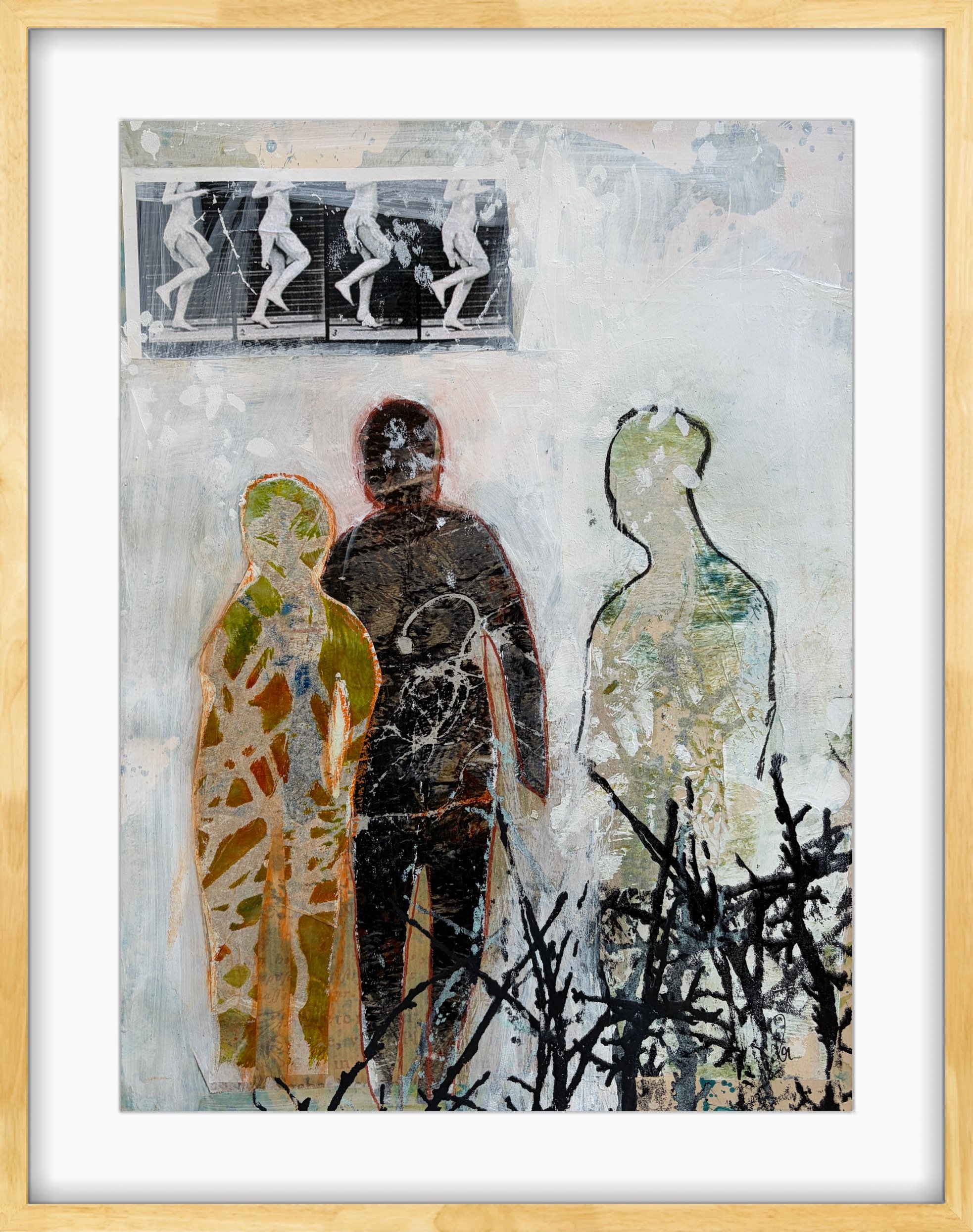 Abstrakt Collage af Rie Br�dsgaard, maleri 40x50cm