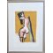 Bemalet litografi af Inge H�rup, Lady with boots, 53x73cm