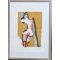 Bemalet litografi af Inge H�rup, Lady with boots, 53x73cm