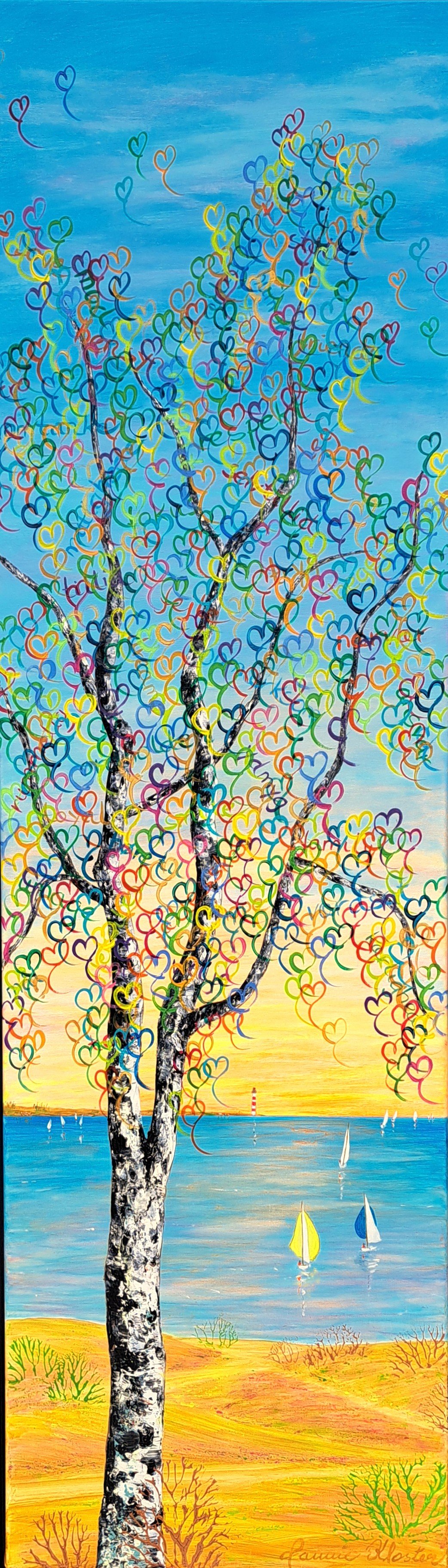 Ud i det bl�, 120x35cm af Jannie Kloster