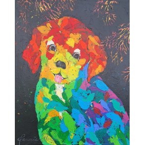 Vild med dyr, 50x40cm af Jannie Kloster