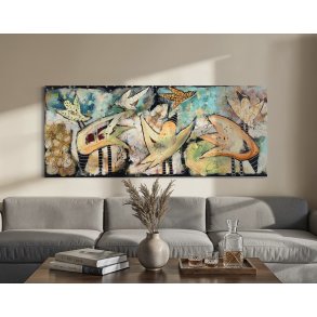 Trine Birkenfeldt abstrakt maleri 65x160