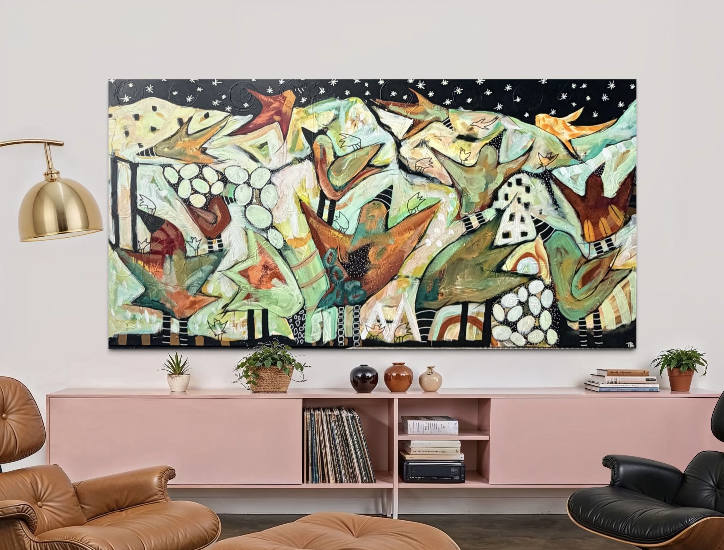 Trine Birkenfeldt abstrakt maleri 90x195