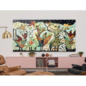 Trine Birkenfeldt abstrakt maleri 90x195