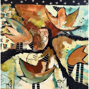 Trine Birkenfeldt abstrakt maleri 60x60cm