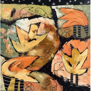 Trine Birkenfeldt abstrakt maleri 60x60cm