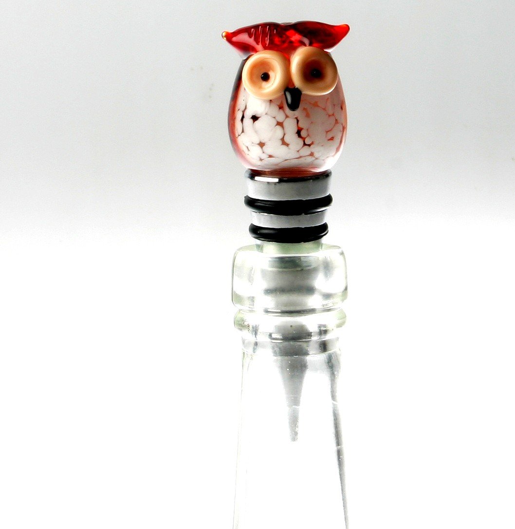 Vinprop i glas, r�d ugle