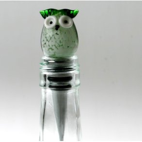 Vinprop i glas, gr�n ugle
