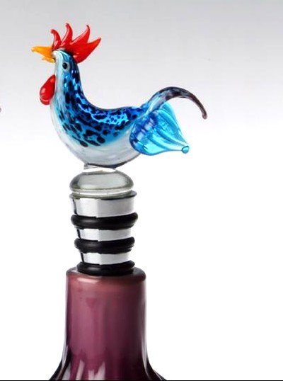 Vinprop i glas, bl� hane