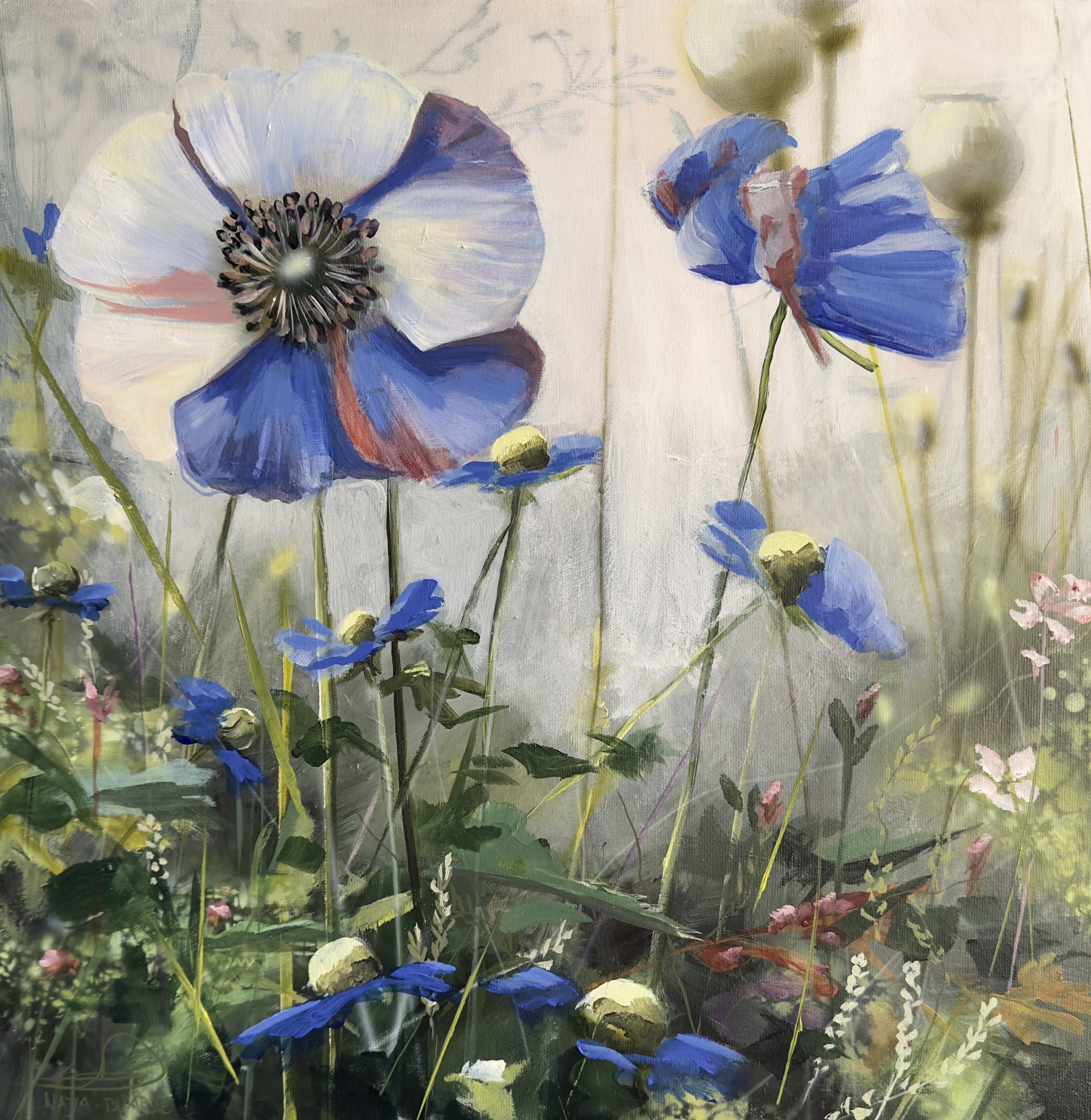 V�kster 50x50cm maleri af Naja Duarte