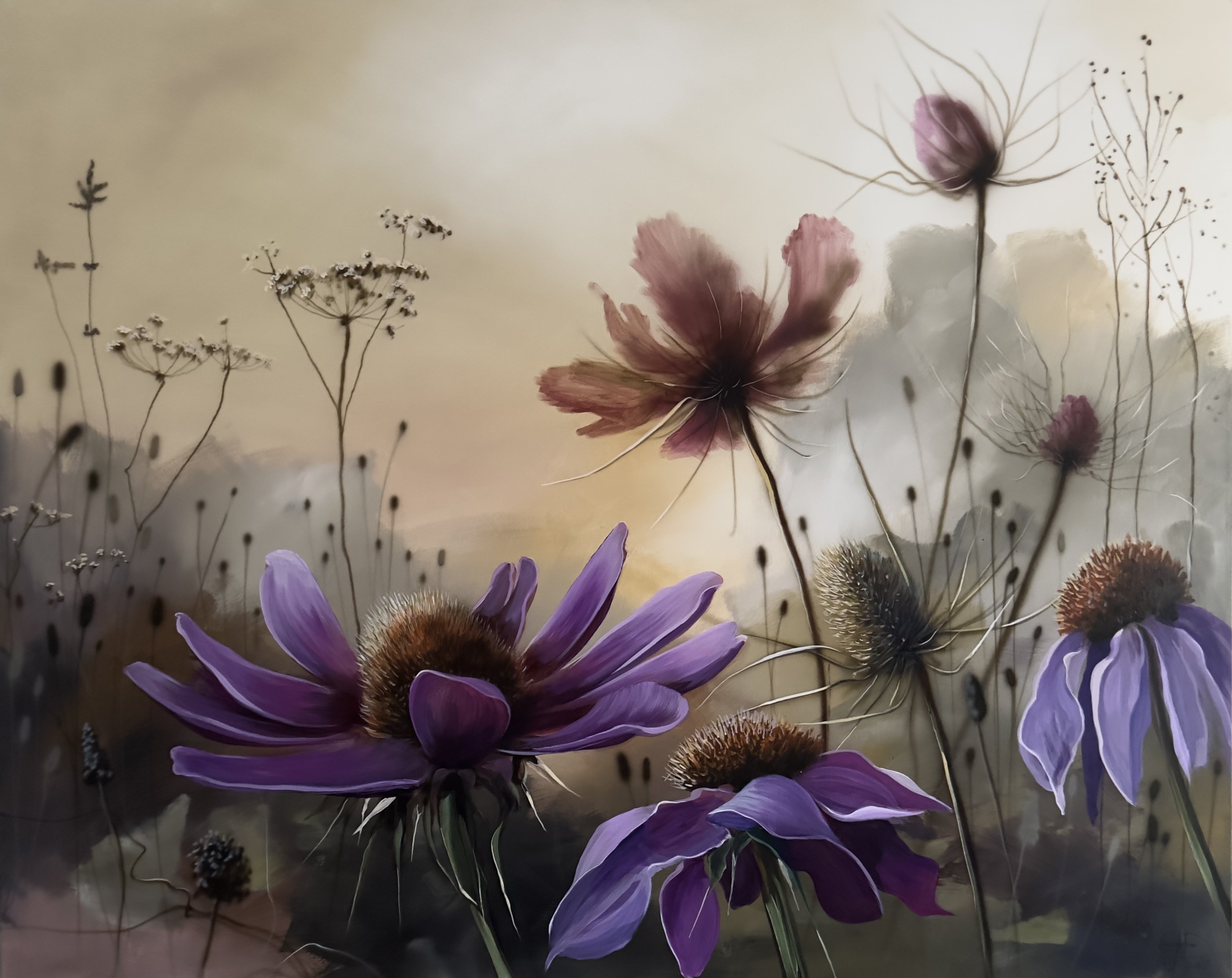 Bl�d skumringstid 120x150 cm maleri af Naja Duarte