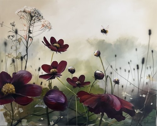 Et mellemv�rende  120x150 cm maleri af Naja Duarte