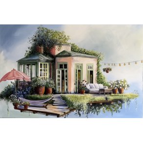 En stille pause 100x150cm maleri af Naja Duarte