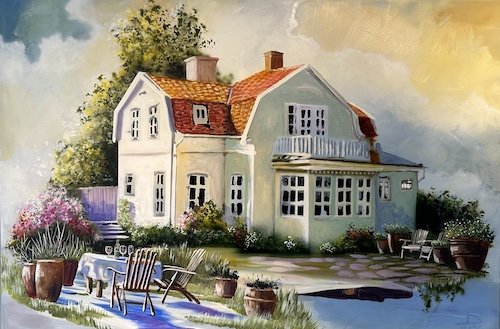 Vi rykker ud i lyset 100x150cm maleri af Naja Duarte