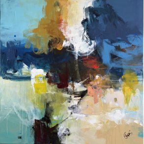 Abstrakt maleri af Jesper S�rensen, No direction 100x100cm