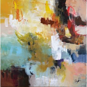 Abstrakt maleri af Jesper S�rensen, something in the air 100x100cm