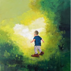 Abstrakt maleri af Jesper S�rensen, Little Man 100x100cm