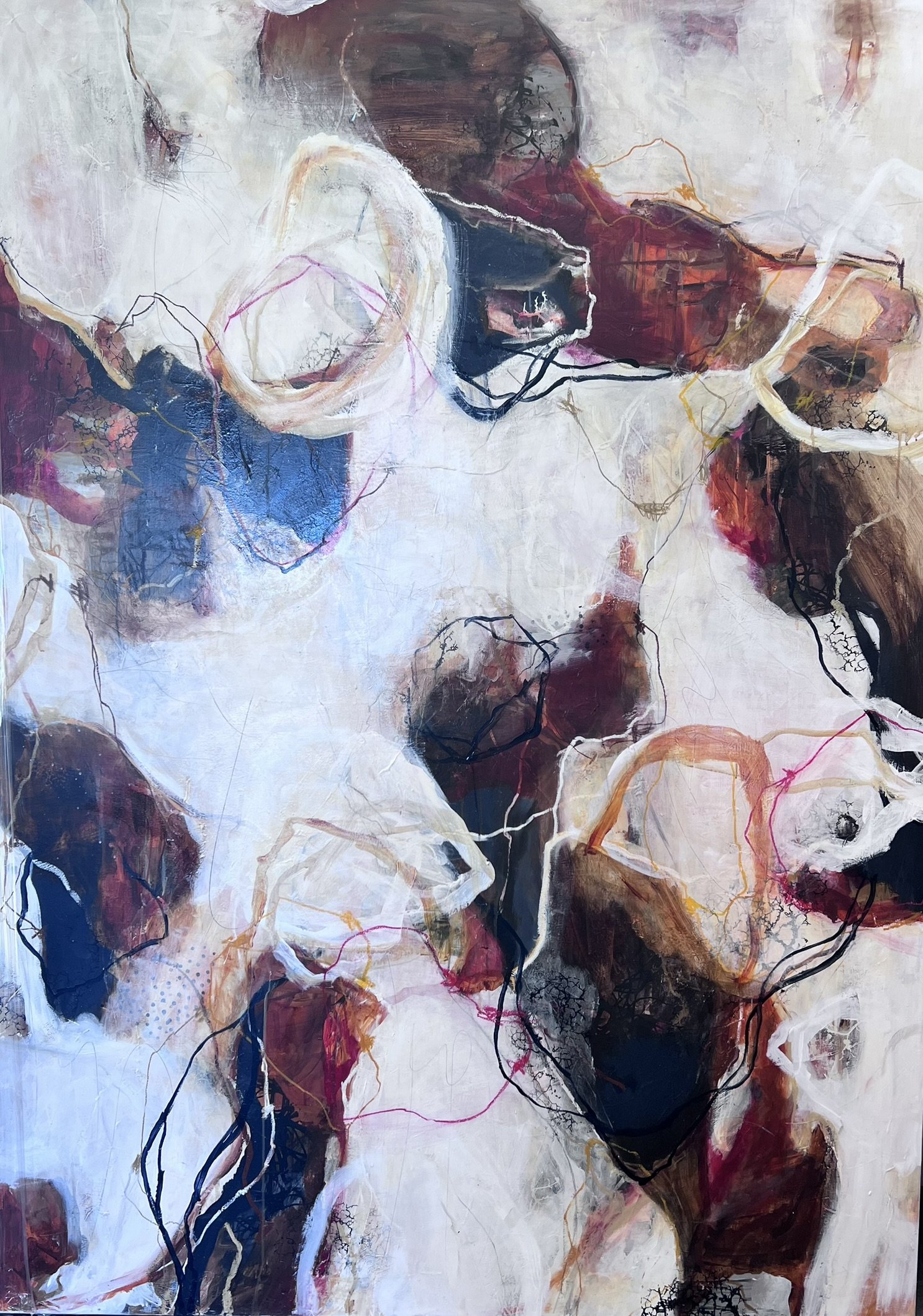 Abstrakt maleri af Rie Br�dsgaard, maleri 130x180cm