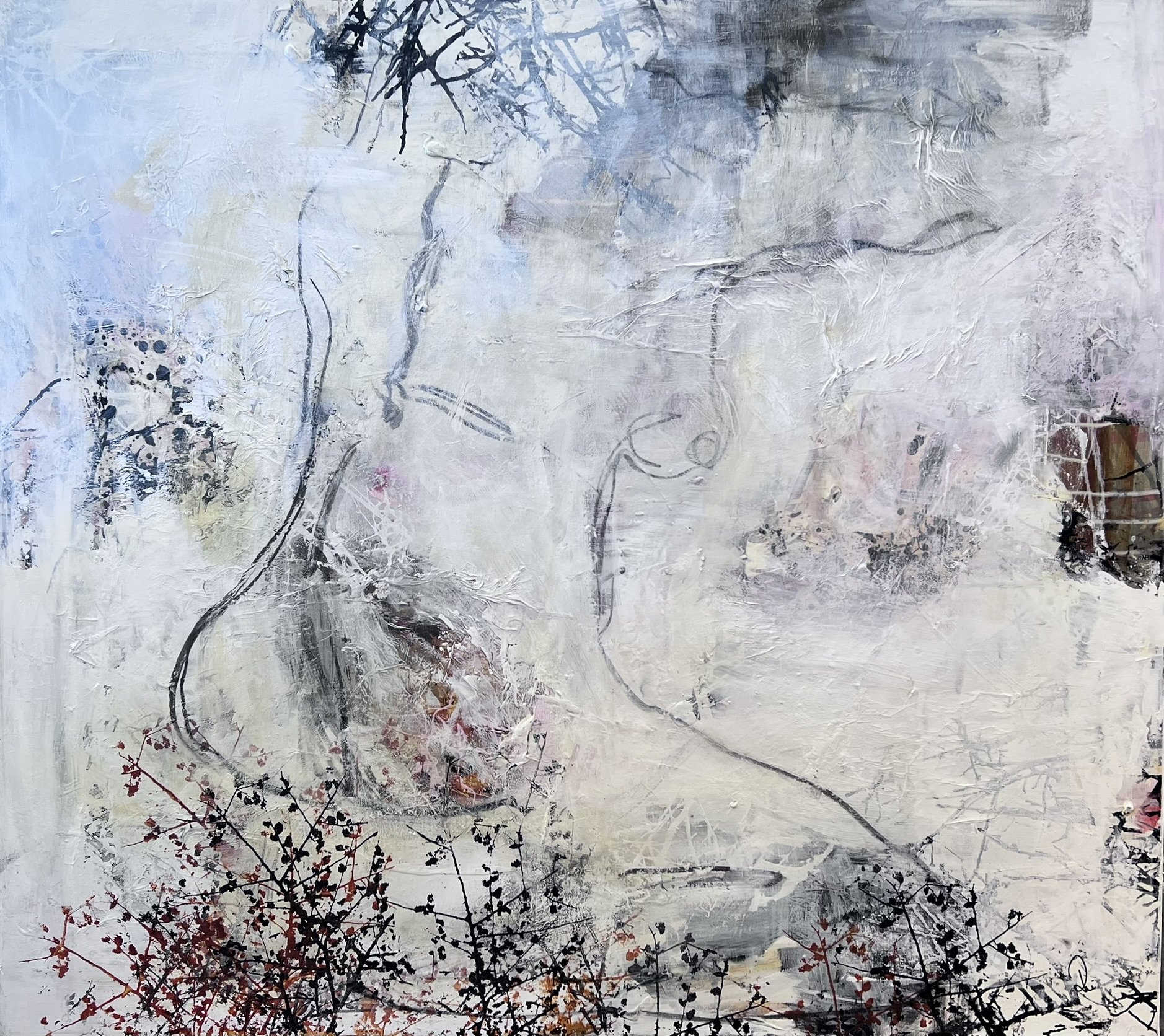 Abstrakt maleri af Rie Br�dsgaard, maleri 90x100cm
