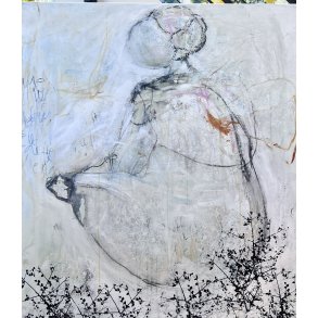 Abstrakt maleri af Rie Br�dsgaard, maleri 90x100cm