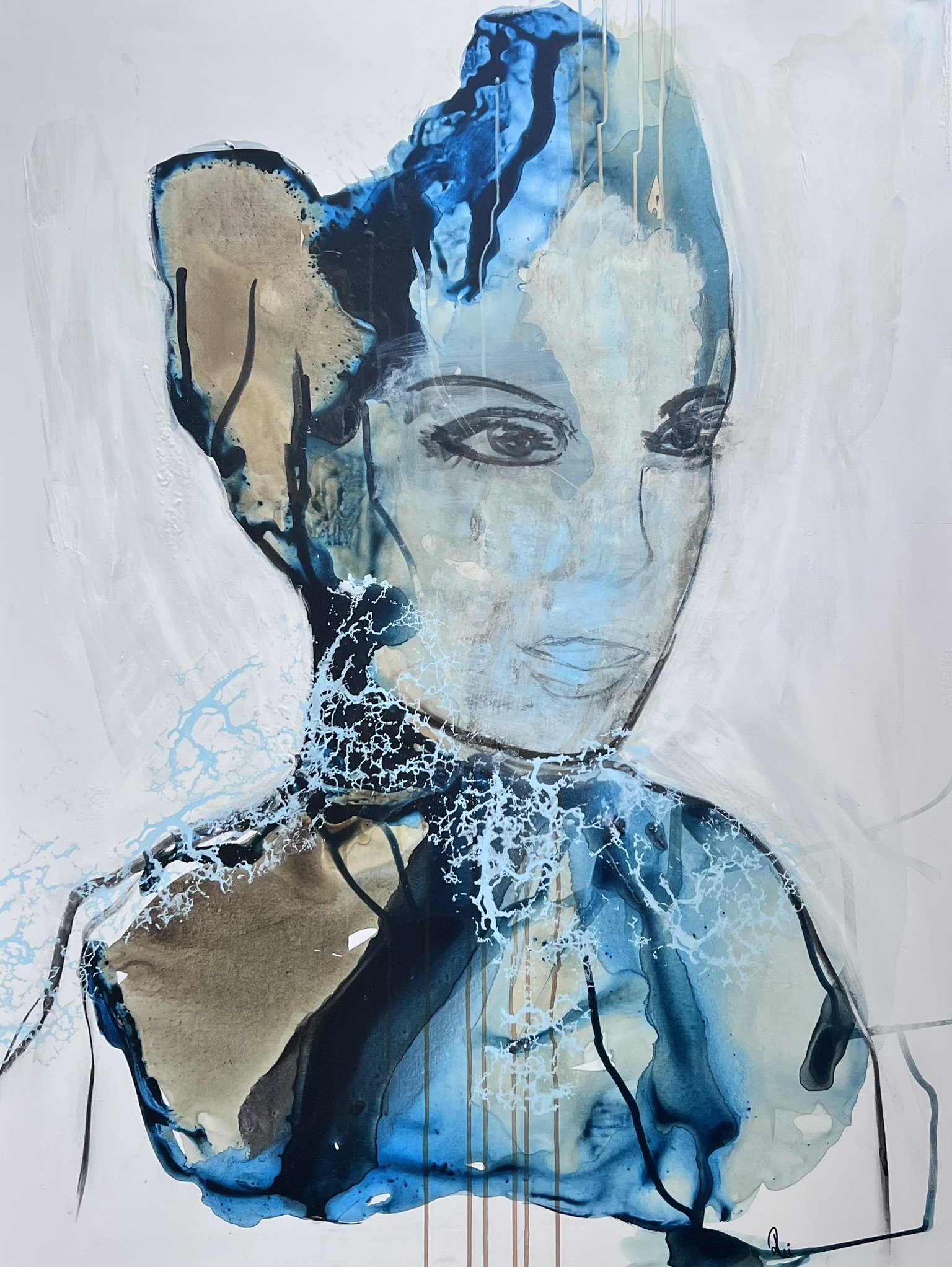 Abstrakt maleri af Rie Br�dsgaard, maleri 90x120cm