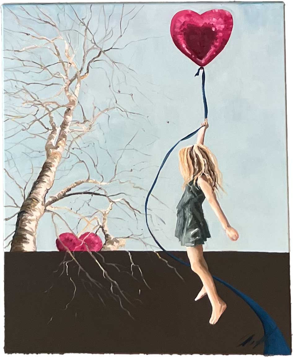 K�rlighedsbarn 1 50x60cm maleri af Birketr� af Anne Mette Harkes