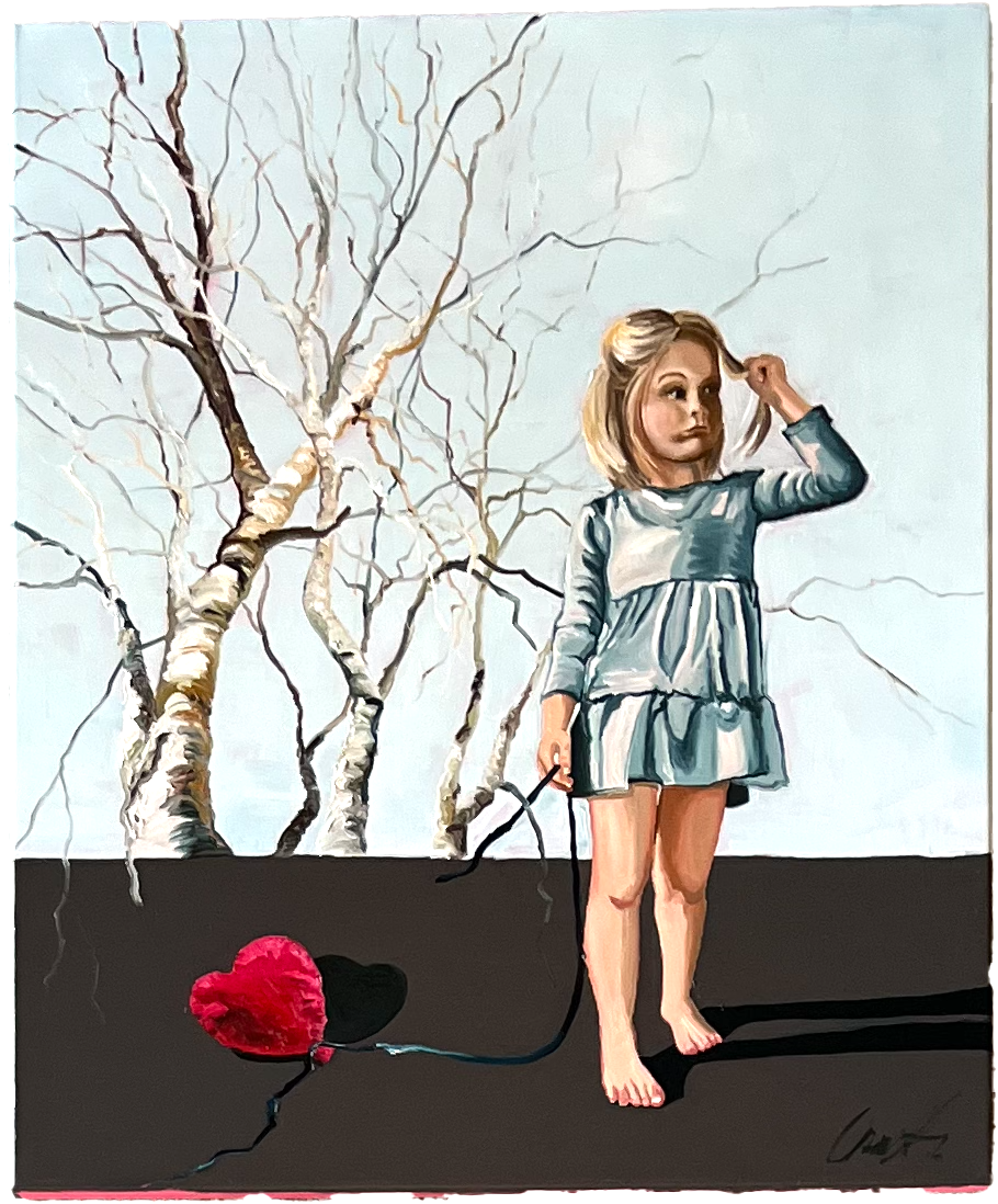 K�rlighedsbarn 2 50x60cm maleri af Birketr� af Anne Mette Harkes