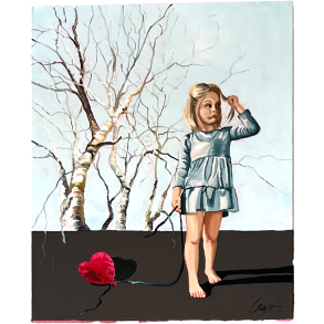 K�rlighedsbarn 2 50x60cm maleri af Birketr� af Anne Mette Harkes