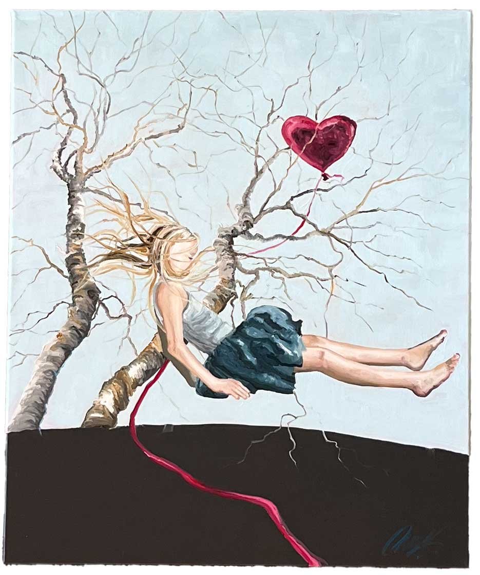 K�rlighedsbarn 3 50x60cm maleri af Birketr� af Anne Mette Harkes
