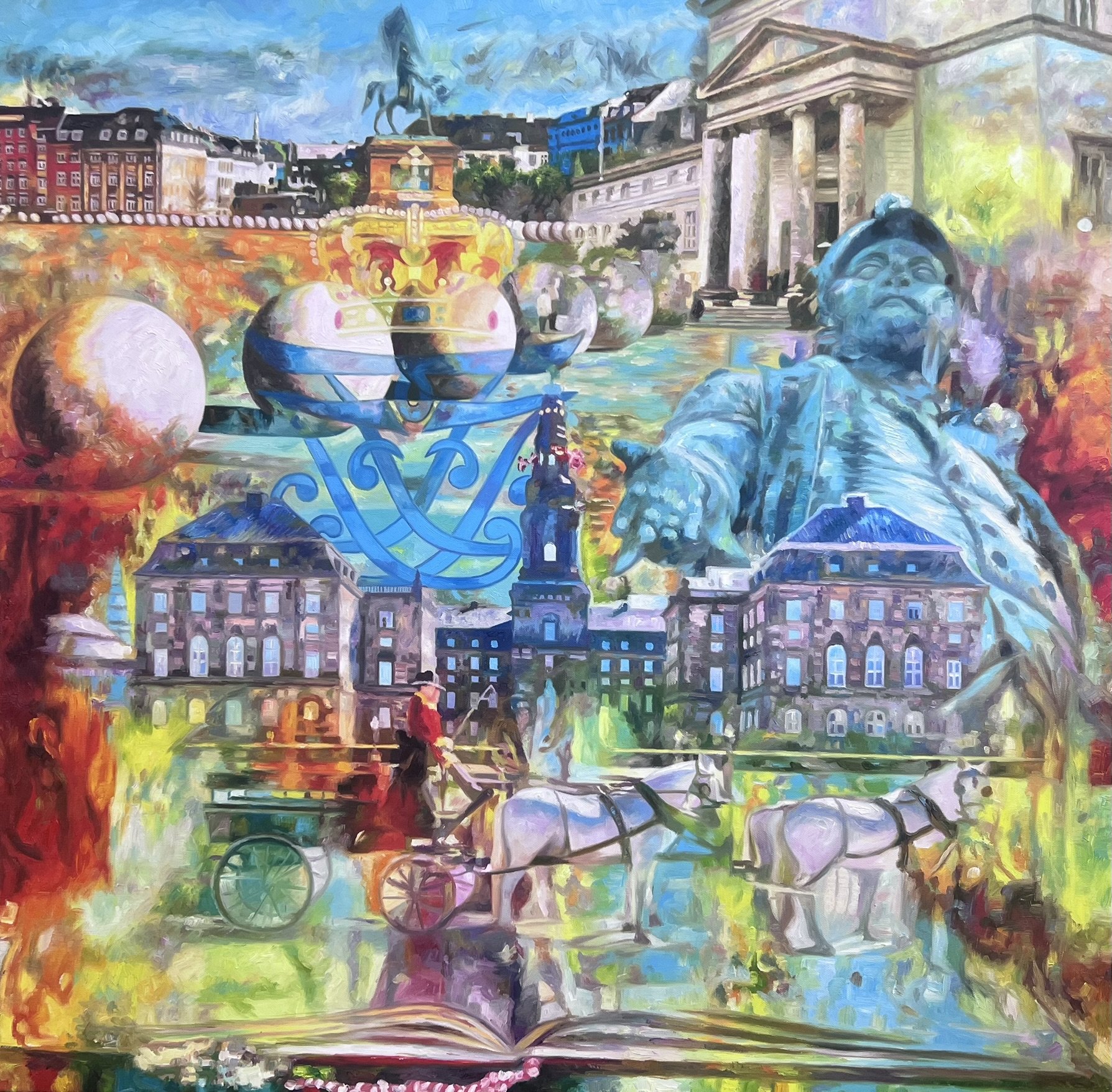 Demokrati i Danmark, 100x100cm oliemaleri af Sarah H�i