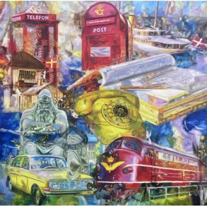 Gamle Minder, 100x100cm oliemaleri af Sarah H�i