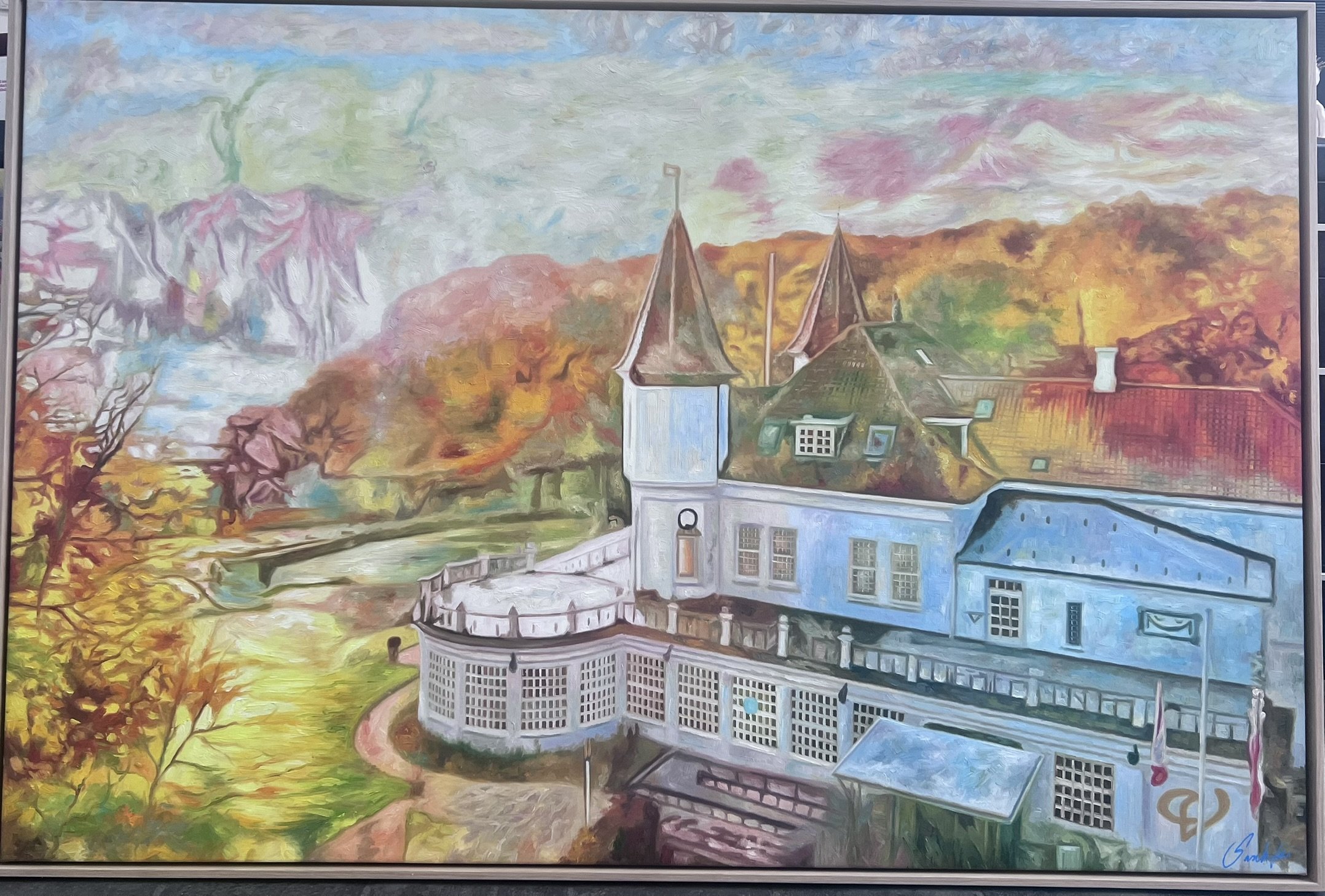 Varna Pal�et i en eventyrfort�lling Aarhus, 100x150cm oliemaleri af Sarah H�i