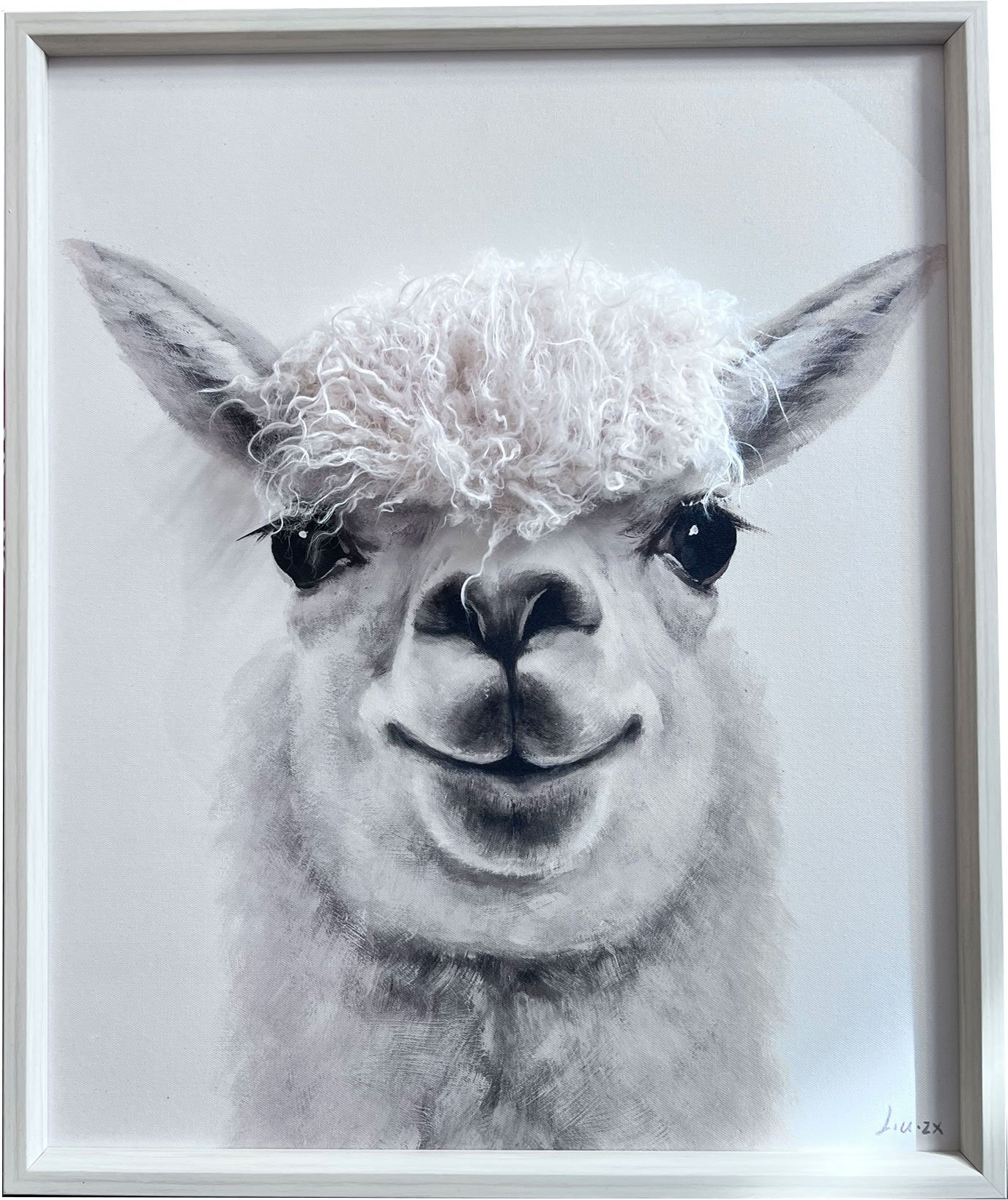 L�rredsprint med maling og h�r 50x60cm